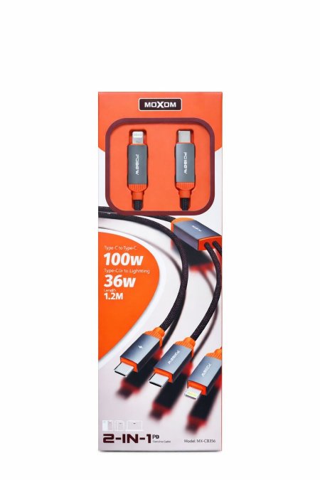Moxom 2-in-1 Fast Charging Cable –  MX-CB356  Type-C - Lightning